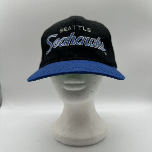 VTG Sports Specialties Seattle Seahawks Script NFL Snapback Hat Cap Black Wool - Picture 1 of 9